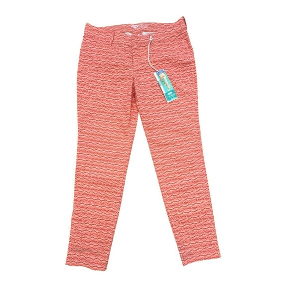 Old Navy Pants - Old Navy Pixie Womens Ankle Pants Size 4 Fish Print Orange Stretch NWT Preppy
